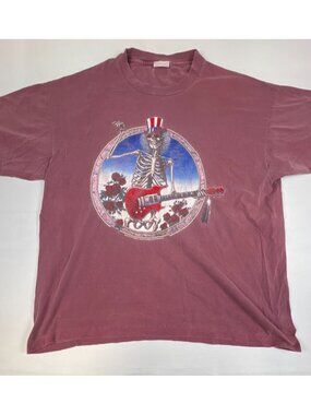 Vintage Grateful Dead XL Men's T Shirt 1994 Philip Garris Skeleton Red